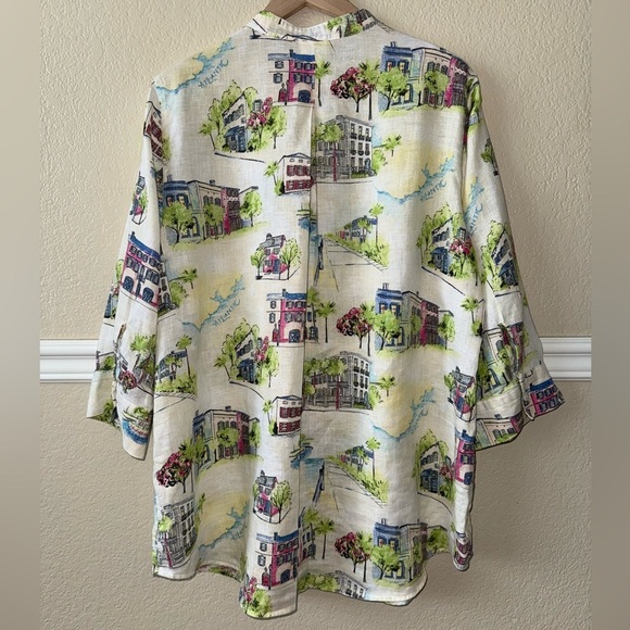 Chico’s 100% Linen Southern Charm No Iron Button Down Shirt. Size L / Chico’s 2 - Picture 2 of 11